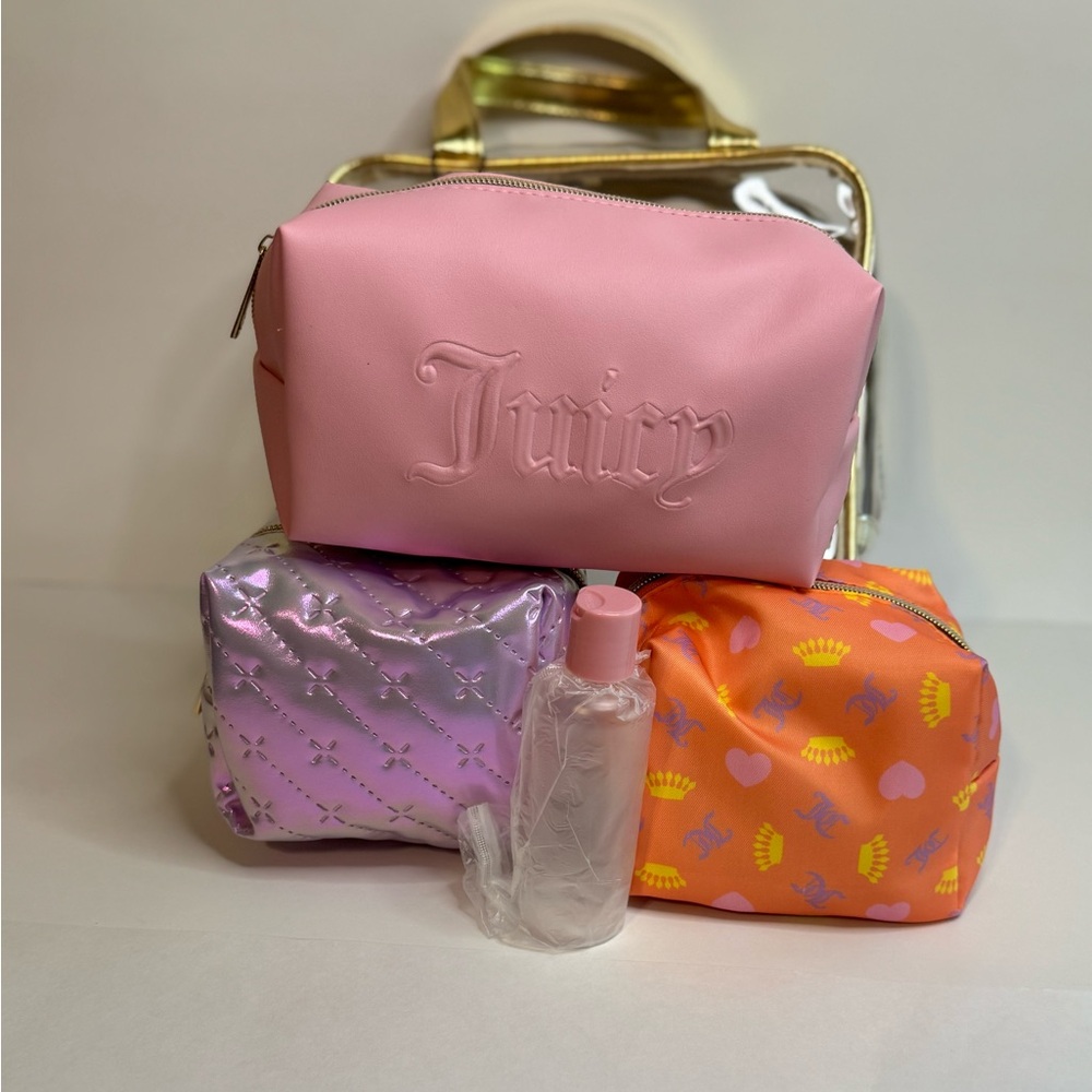 Juicy Couture 4 Piece Nested Cosmetic Storage Bag Set / Travel Bag NWT - Picture 3 of 7
